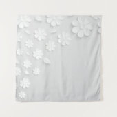 Paper flower background white タペストリー (正面(横))