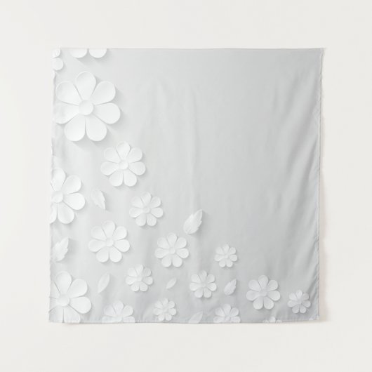 Paper flower background white タペストリー (正面)