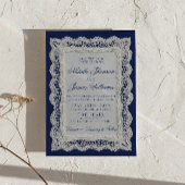 Paper Lace Royale Blue 高級感のあるドイリー ウェディング 招待状