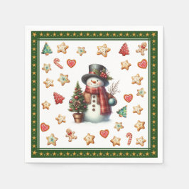 Paper Napkin Cocktail Snowman Christmas Cookies スタンダードカクテルナプキン