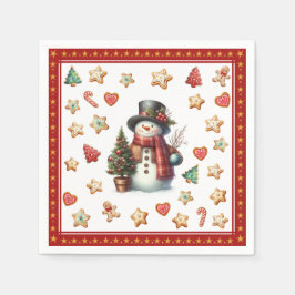 Paper Napkin Cocktail Snowman Christmas Cookies スタンダードカクテルナプキン