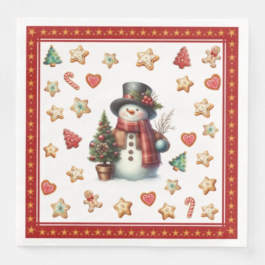 Paper Napkin Dinner Snowman and Christmas Cookies (正面)