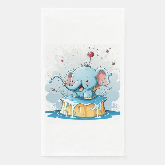 Paper Napkin Happy Baby Blue Elephant  (正面)