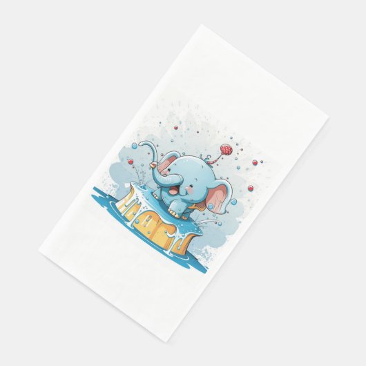 Paper Napkin Happy Baby Blue Elephant  (コーナー)