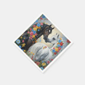 Paper Napkin Horses framed in flowers スタンダードカクテルナプキン (角)