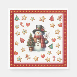 Paper Napkin Lunch Snowman and Christmas Cookies スタンダードランチョンナプキン