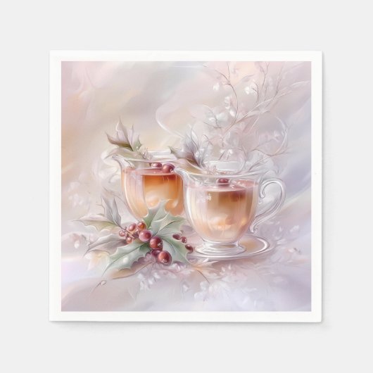 Paper Napkin-White Victorian Christmas スタンダードカクテルナプキン (正面)