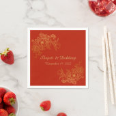 Paper Napkin with Elegant Red & Gold スタンダードカクテルナプキン (インサイチュ)