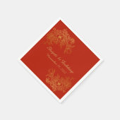 Paper Napkin with Elegant Red & Gold スタンダードカクテルナプキン (角)