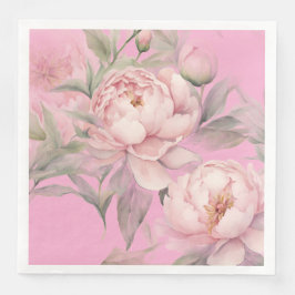 Paper Napkin with Pink Peonies