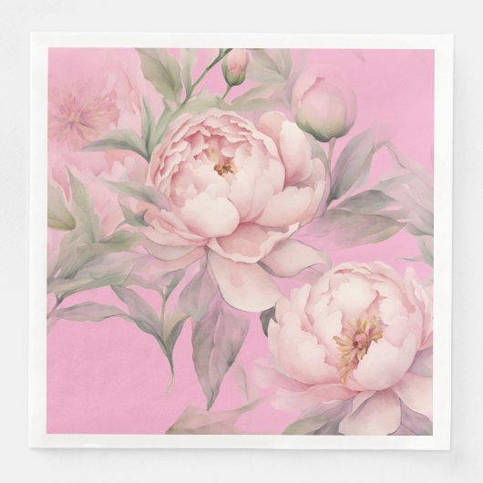 Paper Napkin with Pink Peonies (正面)