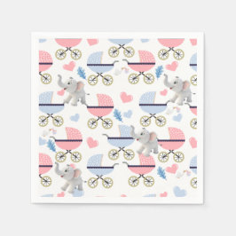 Paper Napkins Baby Stroller Elephant Stork  スタンダードカクテルナプキン