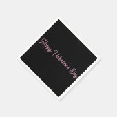 Paper Napkins Black Happy Valentine's Day  スタンダードカクテルナプキン (角)