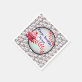 Paper Napkins Blue White Stripe Birthday Baseball スタンダードカクテルナプキン (角)