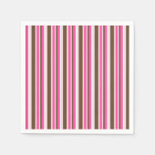 Paper Napkins, Brown & Pink Stripe スタンダードカクテルナプキン (正面)