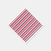 Paper Napkins, Brown & Pink Stripe スタンダードカクテルナプキン (角)