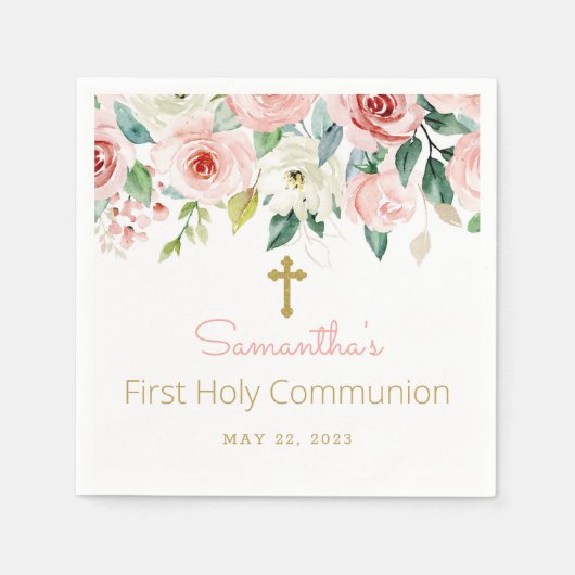 Paper napkins for the girl's first communion スタンダードカクテルナプキン (正面)