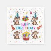 Paper Napkins, Happy Birthday Confetti Monkey Cake スタンダードカクテルナプキン (正面)