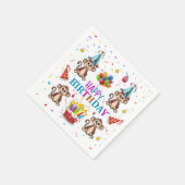 Paper Napkins, Happy Birthday Confetti Monkey Cake スタンダードカクテルナプキン (角)