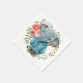 Paper Napkins Happy Blue Elephant Floral スタンダードカクテルナプキン (角)