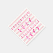 Paper Napkins Pink & White Stripe She said Yes! スタンダードカクテルナプキン (角)