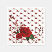 Paper Napkins, Red Rose Floral スタンダードカクテルナプキン (正面)