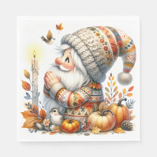 Paper Napkins Thanksgiving Gnome スタンダードランチョンナプキン (正面)