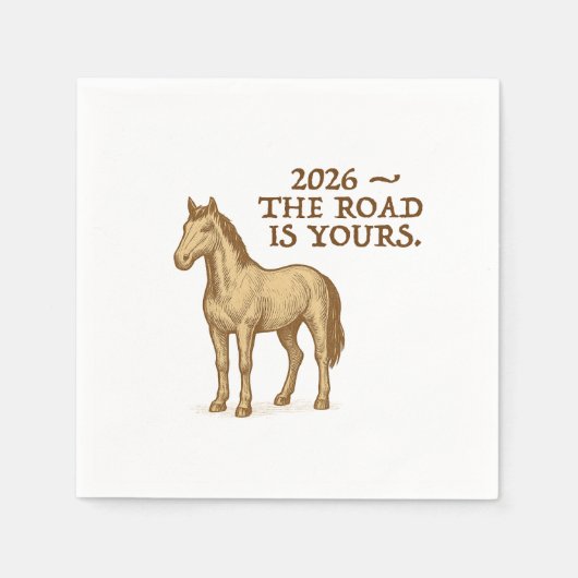 Paper Napkins with motivational text and horse スタンダードカクテルナプキン (正面)