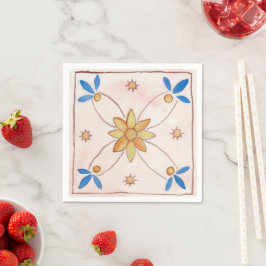 Paper napkins with pink delicate floral design スタンダードカクテルナプキン