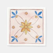 Paper napkins with pink delicate floral design スタンダードカクテルナプキン (正面)