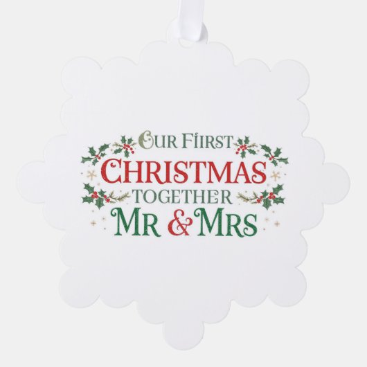 Paper Ornament Card-Our First Xmas Mr & Mrs オーナメントカード (正面)