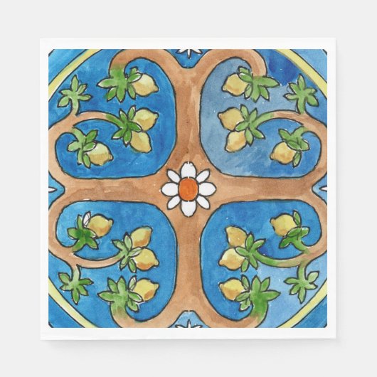 Paper party napkins with lemon tree design スタンダードランチョンナプキン (正面)