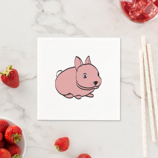 Paper party napkins with pink rabbit design スタンダードカクテルナプキン (インサイチュ)