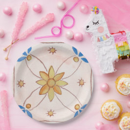 Paper party plate, 9 inch, with floral design. ペーパープレート