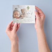 PAPER | Photo Eucalyptus Cross Baptism Invite チラシ (手)