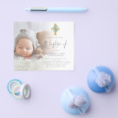 PAPER | Photo Eucalyptus Cross Baptism Invite チラシ (シングル)