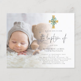 PAPER | Photo Eucalyptus Cross Baptism Invite チラシ