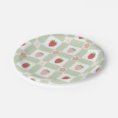 Paper Plate Cute Strawberry Gingham Pastel Green ペーパープレート (アングル)