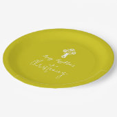 Paper Plate Floral Cross Christening Yellow ペーパープレート (アングル)
