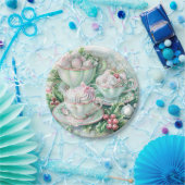 Paper Plate-Pink Victorian Christmas ペーパープレート (パーティー)