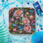 Paper Plate- Pink Vintage Roses ペーパープレート (パーティー)