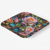 Paper Plate- Pink Vintage Roses ペーパープレート (傾斜あり)