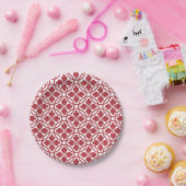 Paper plate red & white geometric pattern ペーパープレート (パーティー)