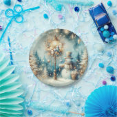 Paper Plate-Vintage Christmas Snowman ペーパープレート (パーティー)