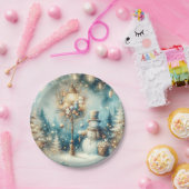 Paper Plate-Vintage Christmas Snowman ペーパープレート (パーティー)