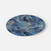 Paper Plates 17,8 cm - Blue & Gold Pattern ペーパープレート (アングル)