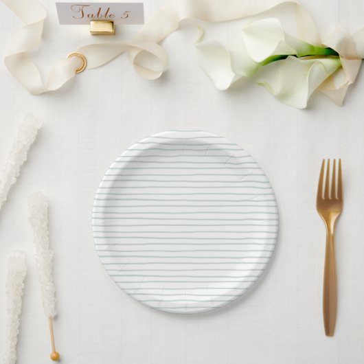 Paper Plates 17,8 cm - Blue Stripes ペーパープレート (ウェディング)