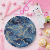 Paper Plates 22,9 cm - Blue & Gold Pattern ペーパープレート (パーティー)