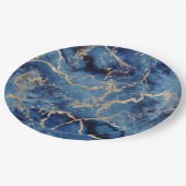 Paper Plates 22,9 cm - Blue & Gold Pattern ペーパープレート (アングル)