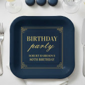 Paper Plates Birthday Party Navy & Gold 80th ペーパープレート